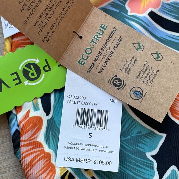 NEW $105 Volcom Womens Small One Piece Tropical Floral Take It Easy Swimsuit - Picture 7 of 11